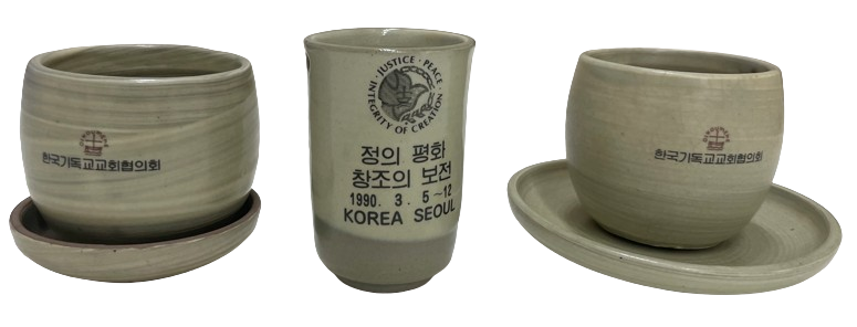 한국기독교교회협의회 기념 찻잔 세트 1건 5점